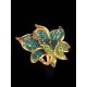 Green And Blue Crystal Floral Ring In Gold-Plated Silver The Jungle, Ring Size: 10 / 20, image , picture 2