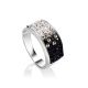 Black And White Crystal Ring In Sterling Silver The Eclat, Ring Size: 6 / 16.5, image 