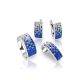 Geometrical Blue and White Crystals Earrings The Eclat, image , picture 4