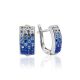 Geometrical Blue and White Crystals Earrings The Eclat, image 