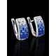 Geometrical Blue and White Crystals Earrings The Eclat, image , picture 2
