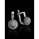 White Gold Latch Back Earrings With Diamonds, image , picture 2