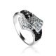 Black And White Crystal Ring In Sterling Silver The Eclat, Ring Size: 9 / 19, image 