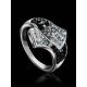 Black And White Crystal Ring In Sterling Silver The Eclat, Ring Size: 6.5 / 17, image , picture 2