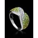 Silver Ring With Green And White Crystals The Eclat, Ring Size: 8.5 / 18.5, image , picture 2