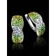 Sterling Silver Earrings With Green And White Crystals The Eclat, image , picture 2