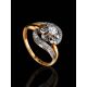 Statement Golden Ring With White Diamonds, Ring Size: 6.5 / 17, image , picture 2