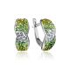 Sterling Silver Earrings With Green And White Crystals The Eclat, image 