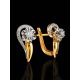 Feminine Golden Earrings With White Diamonds, image , picture 2