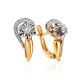 Feminine Golden Earrings With White Diamonds, image 