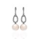 White Gold Drop Earrings With Cultured Pearl And Diamonds, image , picture 3