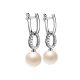 White Gold Drop Earrings With Cultured Pearl And Diamonds, image 