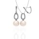 White Gold Drop Earrings With Cultured Pearl And Diamonds, image , picture 5