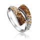 Silver Band Ring With Multicolor Crystals The Eclat, Ring Size: 8 / 18, image 