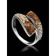 Silver Band Ring With Multicolor Crystals The Eclat, Ring Size: 10 / 20, image , picture 2