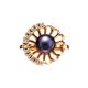 Gold-Plated Floral Ring With Deep Purple Cultured Pearl And Crystals The Serene, Ring Size: 5.5 / 16, image , picture 3