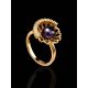 Gold-Plated Floral Ring With Deep Purple Cultured Pearl And Crystals The Serene, Ring Size: 10 / 20, image , picture 2