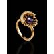 Gold-Plated Floral Ring With Deep Purple Cultured Pearl And Crystals The Serene, Ring Size: 8 / 18, image , picture 2