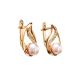 Refined Gold-Plated Earrings With Cultured Pearl And White Crystals The Serene, image , picture 3