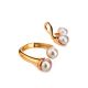 Twisted Gold-Plated Ring With Creamrose Cultured Pearl The Serene, Ring Size: Adjustable, image , picture 5