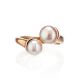 Twisted Gold-Plated Ring With Creamrose Cultured Pearl The Serene, Ring Size: Adjustable, image , picture 3