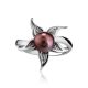 Silver Floral Ring With Deep Purple Cultured Pearl The Persimmon, Ring Size: 12 / 21.5, image , picture 3