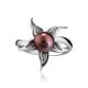 Silver Floral Ring With Deep Purple Cultured Pearl The Persimmon, Ring Size: 6.5 / 17, image , picture 3