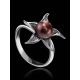 Silver Floral Ring With Deep Purple Cultured Pearl The Persimmon, Ring Size: 6.5 / 17, image , picture 2