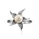 Silver Floral Ring With White Cultured Pearl The Persimmon, Ring Size: 9 / 19, image , picture 3
