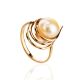 Refined Gold-Plated Ring With Cultured Pearl The Serene, Ring Size: 10 / 20, image 