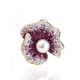 Bold Gold-Plated Floral Ring With Purple Crystals And Cultured Pearl The Jungle, Ring Size: 8.5 / 18.5, image , picture 3