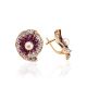 Floral Gold-Plated Earrings With Crystals And Cultured Pearls The Jungle, image 