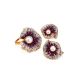 Bold Gold-Plated Floral Ring With Purple Crystals And Cultured Pearl The Jungle, Ring Size: 12 / 21.5, image , picture 5