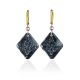 Gold Plated Dangle Earrings With Bold Black Crystals The Fame, image , picture 4