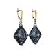 Gold Plated Dangle Earrings With Bold Black Crystals The Fame, image 