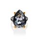 Black Crystal Cocktail Ring In Gold Plated Silver The Fame, Ring Size: 6 / 16.5, image , picture 3