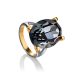 Bold Black Crystal Cocktail Ring In Gold Plated Silver The Fame, Ring Size: 10 / 20, image 