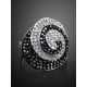 Silver Cocktail Ring With Black And White Crystals The Jungle, Ring Size: 7 / 17.5, image , picture 2