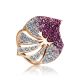 Gold-Plated Cocktail Ring With Pink And White Crystals The Jungle, Ring Size: 9 / 19, image 