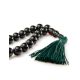 33 Black Amber Muslim Rosary With Green Tassel, image , picture 3