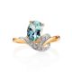 Golden Ring With Aquamarine Centerpiece And Diamonds, Ring Size: 8.5 / 18.5, image , picture 3