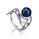 Voluptuous Silver Cocktail Ring With Deep Purple Cultured Pearl The Serene, Ring Size: 6 / 16.5, image 