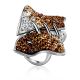 Silver Cocktail Ring With Two Toned Crystals The Eclat, Ring Size: 6 / 16.5, image 