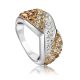 Silver Band Ring With Two Toned Crystals The Eclat, Ring Size: 9.5 / 19.5, image 