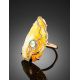 Golden Amber Adjustable Ring With Nacre The Atlantis, Ring Size: Adjustable, image , picture 2