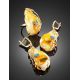 Golden Amber Adjustable Ring With Nacre The Atlantis, Ring Size: Adjustable, image , picture 4