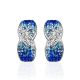 Twisted Silver Earrings With Blue And White Crystals The Eclat, image , picture 4