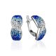 Twisted Silver Earrings With Blue And White Crystals The Eclat, image 