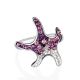 Silver Star Shaped Ring With Purple And White Crystals The Jungle, Ring Size: 5.5 / 16, image , picture 3