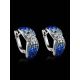 Twisted Silver Earrings With Blue And White Crystals The Eclat, image , picture 2